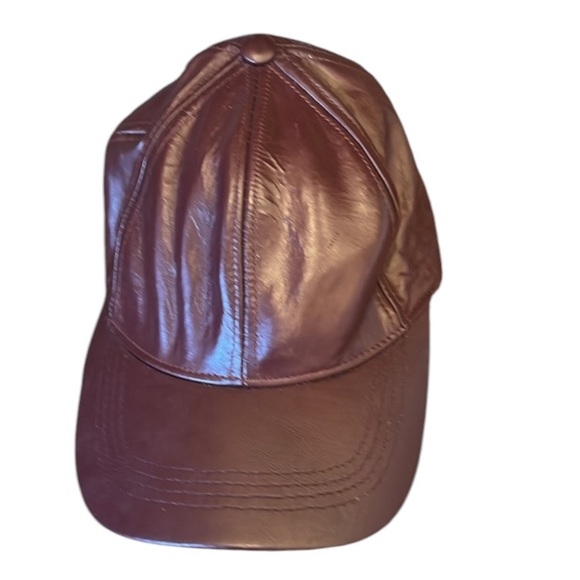 Genuine, leather men’s baseball cap brownish burgundy very good condition OS - Picture 1 of 10